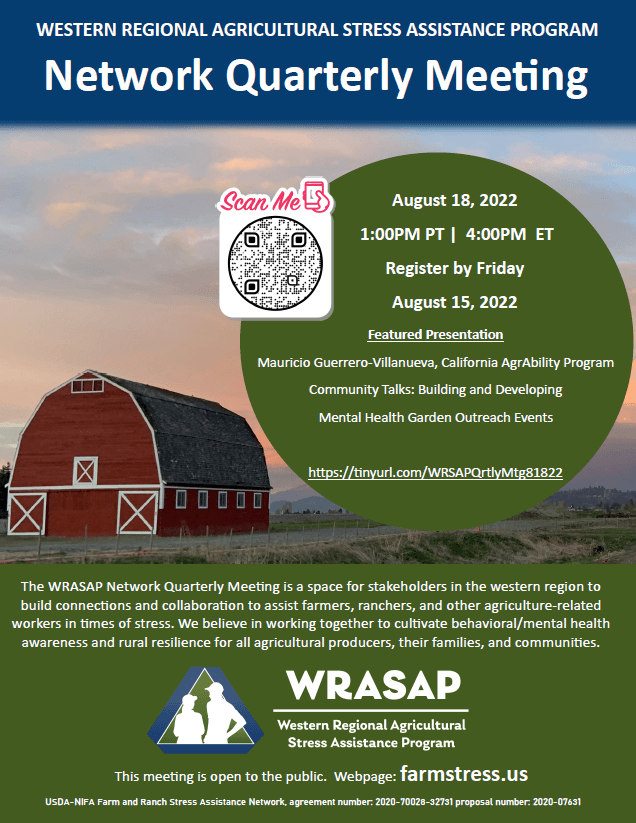 Western Region Agricultural Stress Assistance Program (WRASAP) Network Quarterly Meeting